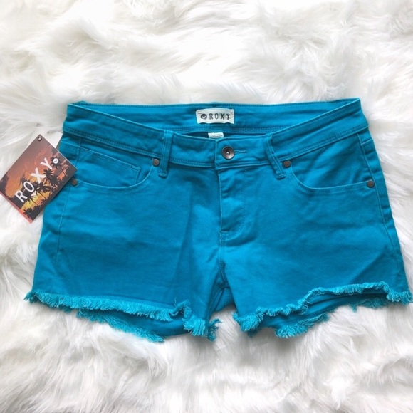 bright denim shorts